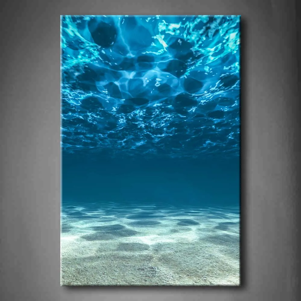 

Framed Wall Art Pictures Blue Ocean Bottom View Canvas Print Artwork Seascape Posters With Wooden Frames For Living Room