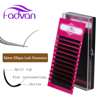 

Fadvan Flat Lash Extensions Matte Faux Mink Ellipse Eyelash Extensions for Professional Lash Building Split Tip