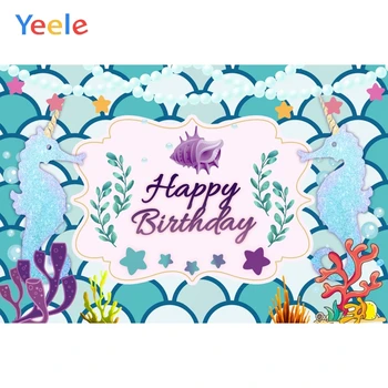 

Yeele Mermaid Unicorn Seaweed Sea Underwater Birthday Photography Backgrounds Customized Photographic Backdrops for Photo Studio