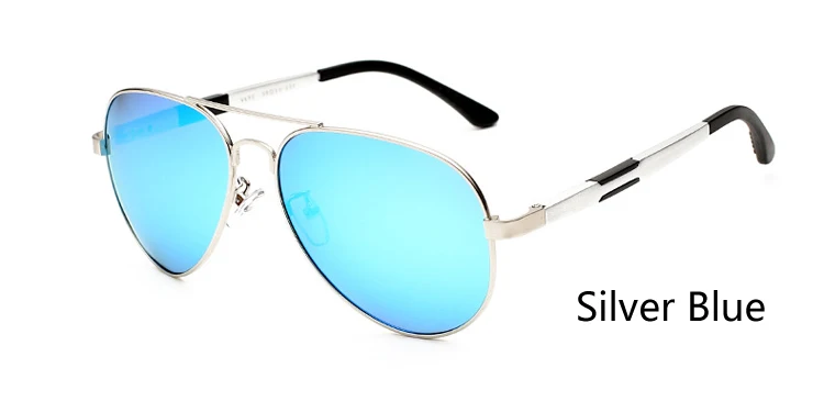 Два оклока алюминия магния поляризационные солнцезащитные очки мужские зеркальные пилот поляризованные солнцезащитные очки водительские рыбацкие очки Goggle 6695 - Цвет линз: Silver Blue