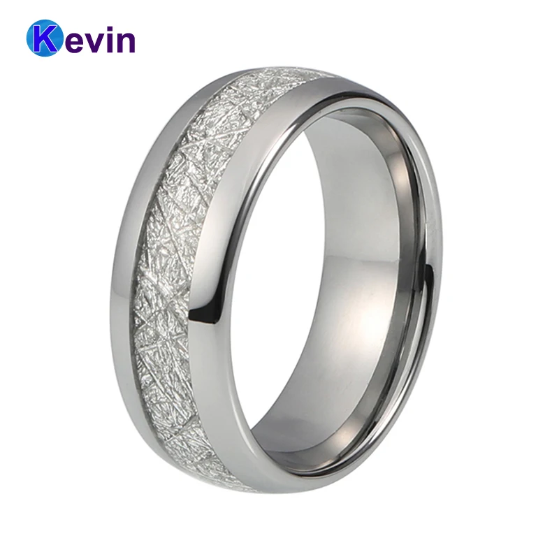 Серебряное обручальное кольцо карбидо-вольфрамовое мужское кольцо женские кольца с белым метеоритом, инкрустация шириной 8 мм