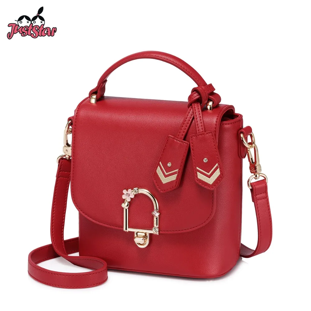 JUST STAR Women's PU Leather Handbags Ladies Fashion Embroidery Tassel