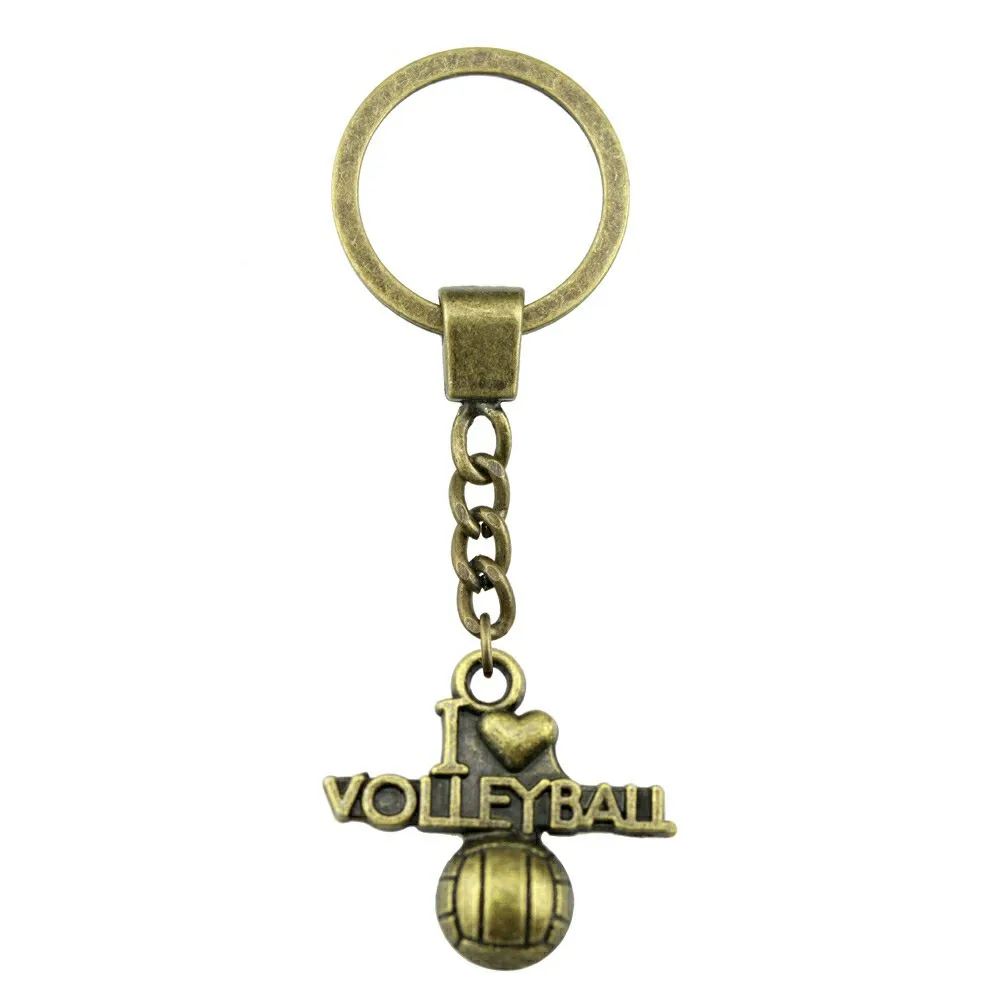 2 Colors 21*20mm Heart Volleyball KeyChain Handmade Metal Keychain