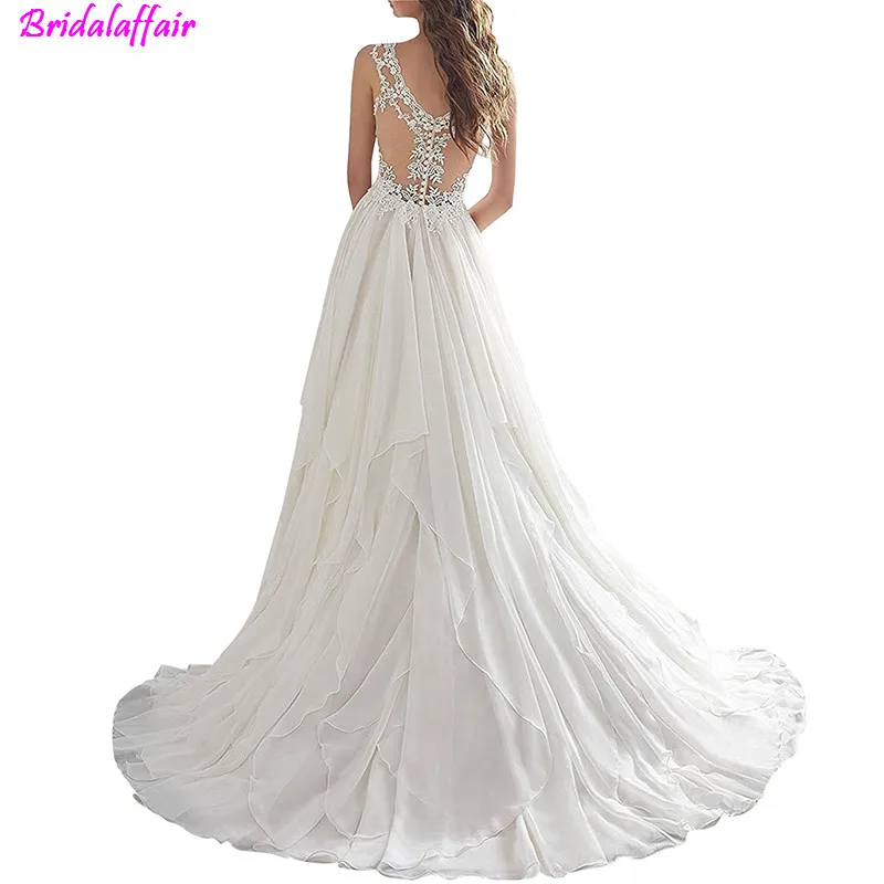 Новое Стильное сексуальное свадебное платье с v-образным вырезом Vestido De Novia Princesa винтажные Свадебные платья кружевные тонкие свадебные платья со шлейфом