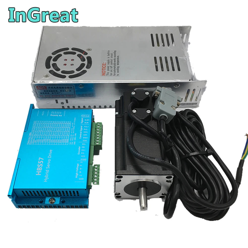 

2.2Nm Closed Loop Stepper 57MM Nema23 315Oz-inHybird Encoder Easy Servo Motor with Driver &300W Power Supply Kits
