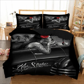 

Make up Girl Bedding Set Twin Full Queen King UK Double AU Single Size 3D Bed Linens Rose Gothic Duvet Cover Pillow Cases
