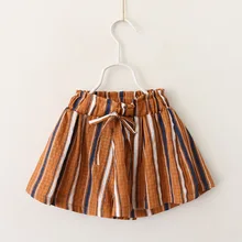 Hurave в полоску Дети Причинно Шорты для девочек drawstring Шорты новая одежда для маленьких девочек летняя детская одежда Повседневное Шорты