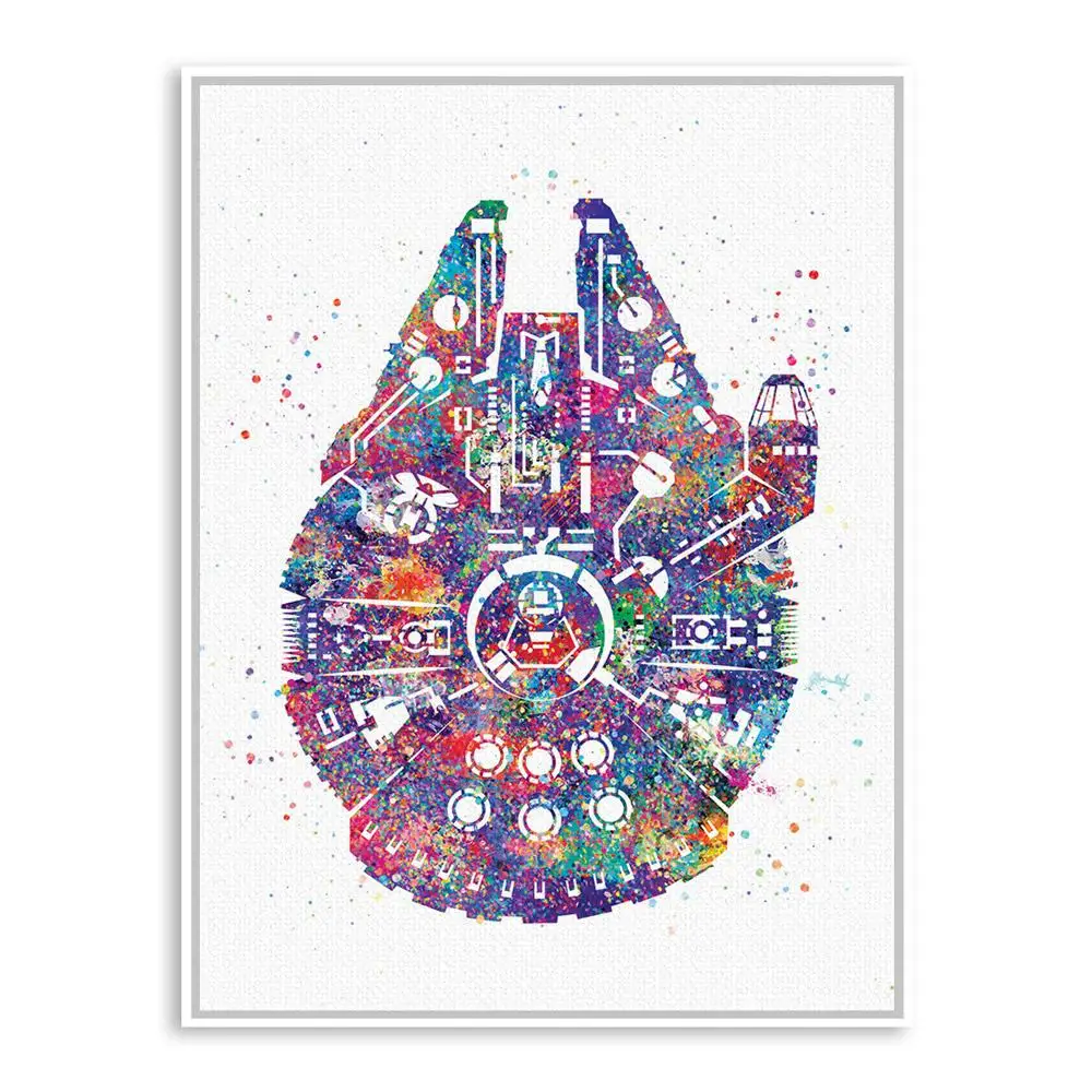 Aquarell Star Wars Schiff Pop Kunstdrucke Poster Abstrakt Wand Bild Leinwand Malerei Kein Rahmen Kinderzimmer Dekor in Aquarell Star Wars Schiff Pop