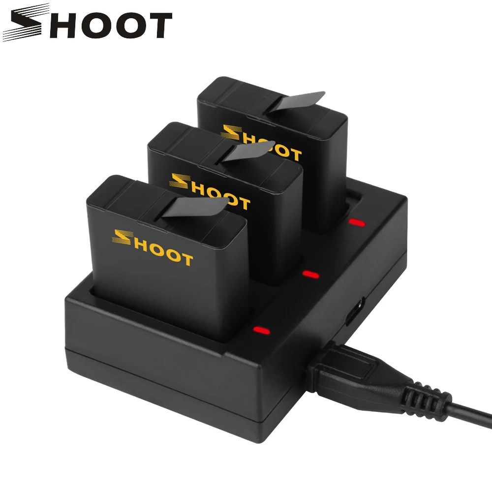 SHOOT AHDBT 501 зарядное устройство с тремя/двумя портами USB аккумулятором 1220 мАч для GoPro