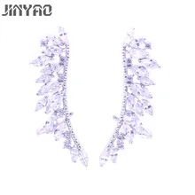 JINYAO, модные элегантные циркониевые длинные серьги-гвоздики в виде крыльев для женщин, девушек, панк, циркониевые серьги-манжеты, ювелирные изделия, Brincos