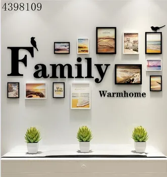 

Nordic 9pcs black and white retro photo frame combination family wooden photo frame set square photo frame home decoration