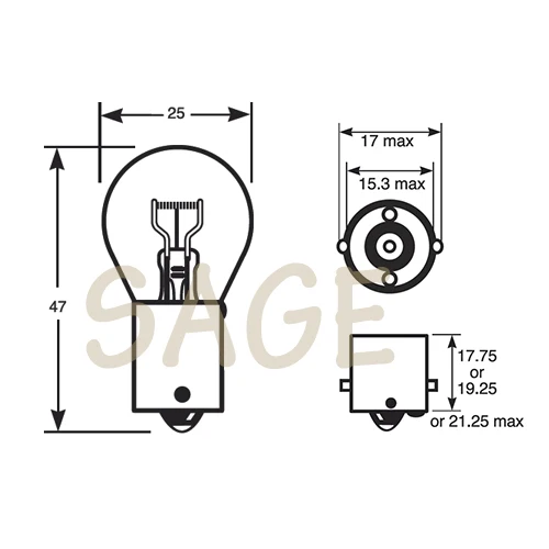 Hipppcron 10x241 S25 BA15S 24V 21W прозрачный стеклянный задний светильник для грузовика P21W