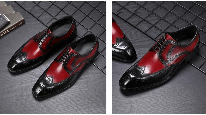 Men's Leather Casual Shoe Mens Genuine Leather Oxfords Shoe Office Casual Leather Shoes Men Brogue Lace-up Oxford Shoes For Men (3)