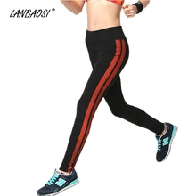 LANBAOSI спортивные женские штаны для бега полосатые обтягивающие тянущиеся фитнес для тренировок обтягивающие для тренировки брюки леггинсы