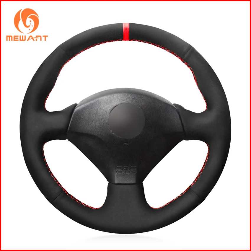 

MEWANT Black Suede With Red Marker Steering Wheel Cover for Honda S2000 2000-2008 Civic Si 2002-2004 Acura RSX Type-S 2005