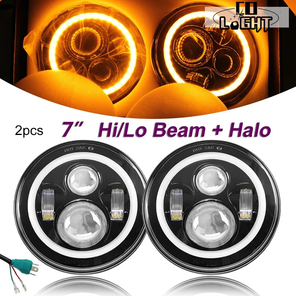 

CO LIGHT Car Headlight 7 Inch Led 12V Led Headlight with Angel Eye DRL Auto Turn Signal Lights for Offroad Jeep JK LJ CJ Hummer