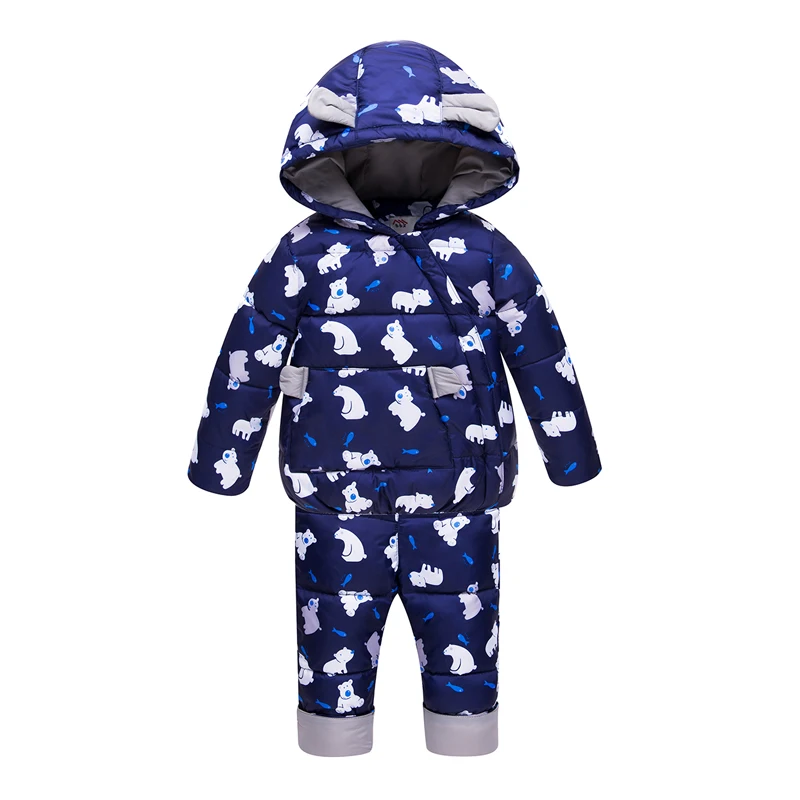 

HYLKIDHUOSE 2018 Winter Baby Girls Boys Clothing Sets Toddler Children Clothes Suits Warm Down Coats Bib Pants Inafnt Costume