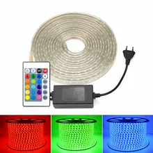 Праздник Светодиодный строка светильник переменного тока 220V 5050 Светодиодные ленты можно резать трос лента лампа ЕС штекер RGB/белый/теплый белый/разноцветная рождественские украшения