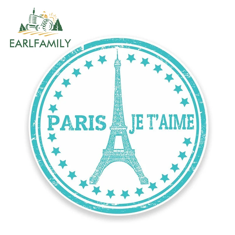 

EARLFAMILY 13cm x 13cm PARIS JE T AIME Vinyl Sticker Helmet Bumper Laptop Car Styling Decal Waterproof Car Sticker Reflective