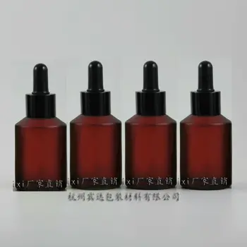 

60ml rose red frosted Glass Essential Oil Bottle With (black aluminum ring+white rubber) dropper cap.Essential Oil Container