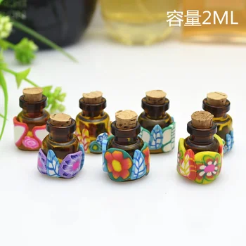 

25pcs/lot 2ml Mini Abmer Glass Polymer Clay Bottles Containers Vials With Corks Wholesale roll on bottles for essential oils