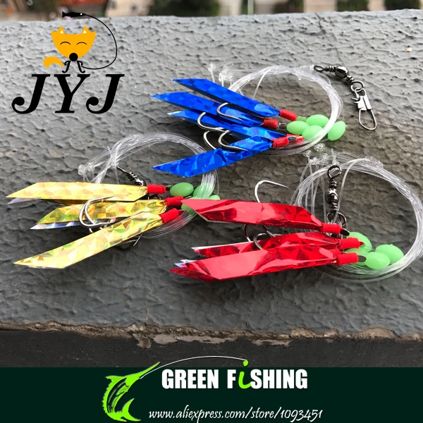 6packs/lot New Sabiki Soft Fishing Lure Rigs Bait Jigs Lure Soft Lure Worn Fake String Crystal 8