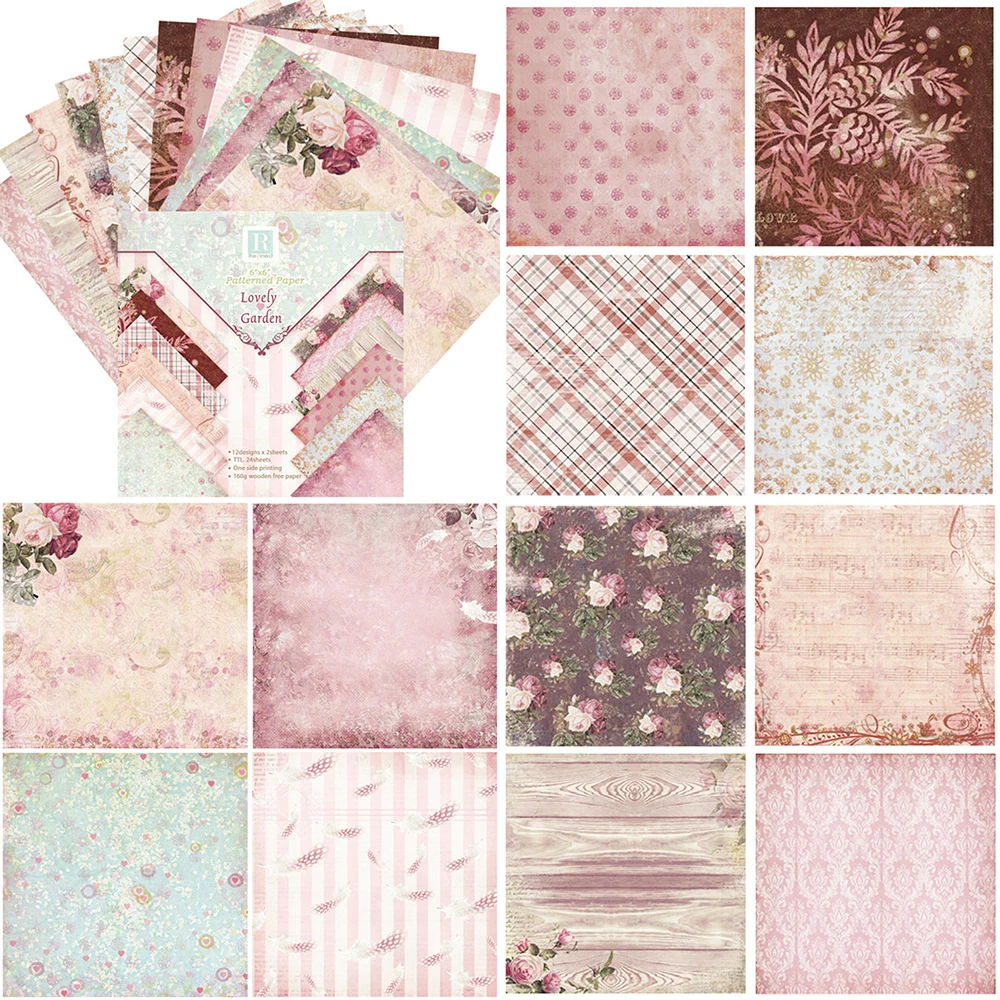 24 Sheets/Set Decorative Vintage Style Scrapbooking Pads Paper DIY