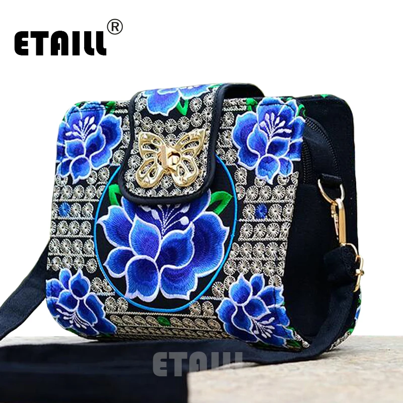 

Double Side Chinese Hmong Vintage Ethnic Embroidered Bags Embroidery One Shoulder Cross-body Women Luxury Brand Messenger Bag