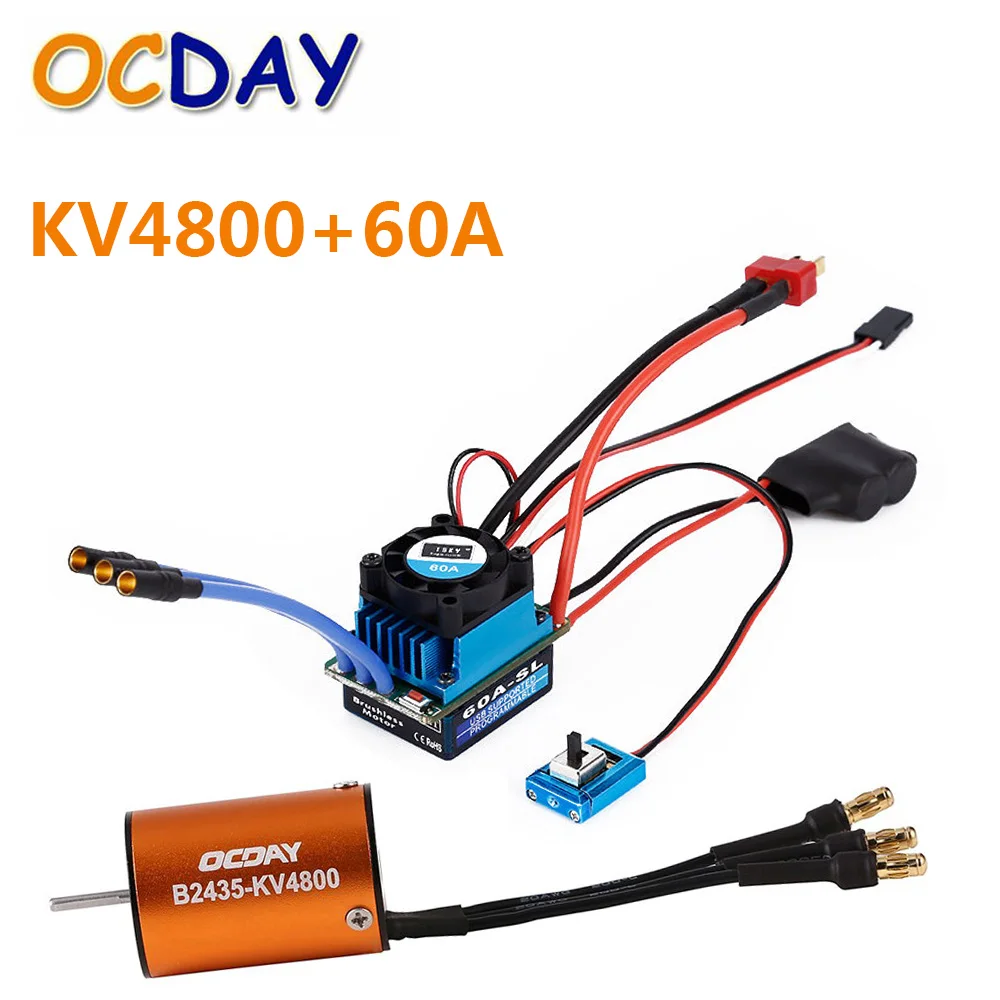 

OCDAY Motor 2435 KV4800 +Brushless ESC 60A Motor Waterproof for 1/16 1/18 RC Car