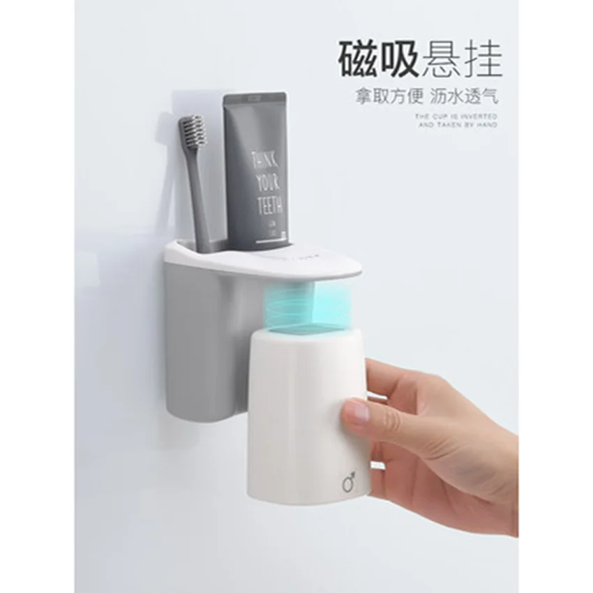 Online LF71002 Sederhana Magnetosuction Obat Kumur Cangkir untuk Sikat Cangkir Sikat Gigi untuk Pasangan Tumbler Toothbrusp Piala Kamar Mandi Gelas