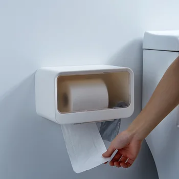 

Bathroom Waterproof Tissue Box Plastic Toilet Paper Holder Wall Mounted Storage Box Garbage Bag Holder Napkin Organizer