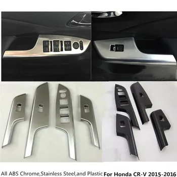 

Free Shipping For Honda CRV CR-V 2015 2016 ABS Chrome Door Window Glass Panel Armrest Lift Switch Button Trim Frame 4pcs