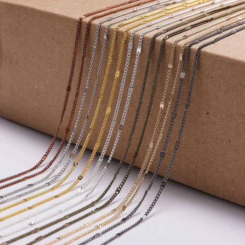 

5m/lot Width 1.3 1.6 2mm Link Chain Necklace Bulk Cable Bracelet Necklace Chains For DIY Jewelry Making Findings Supplies