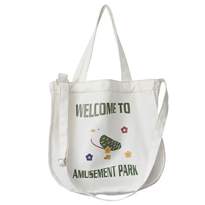 green New Women's Preppy Sstyle Shoulder Bag Printed Canvas Messenger Bag Folding Shopping Bag Luxury Handbags Bolsa Feminina - Цвет: green