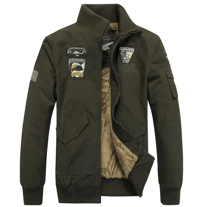 2018 Warm Fleece Winter Bomber Jacket Men Casual