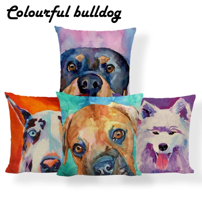 

French Bulldog Boston Terrier Cushion Greyhound Samoyed Pillow Red Scandinavian Home Nap Mat Pillow With Cover 43Cm Cotton Blend