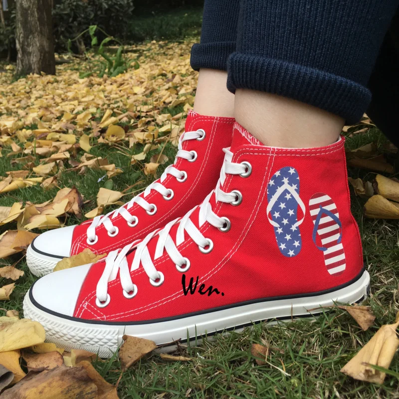 Prix pour Wen Rouge Toile Chaussures Flip flops de Jour de L'indépendance Américaine Hommes Femmes High Top Sneakers D'anniversaire Cadeaux De Noël Prix pour Wen Rouge Toile Chaussures Flip flops de Jour de L'indépendance Américaine Hommes Femmes High Top Sneakers D'anniversaire Cadeaux De Noël