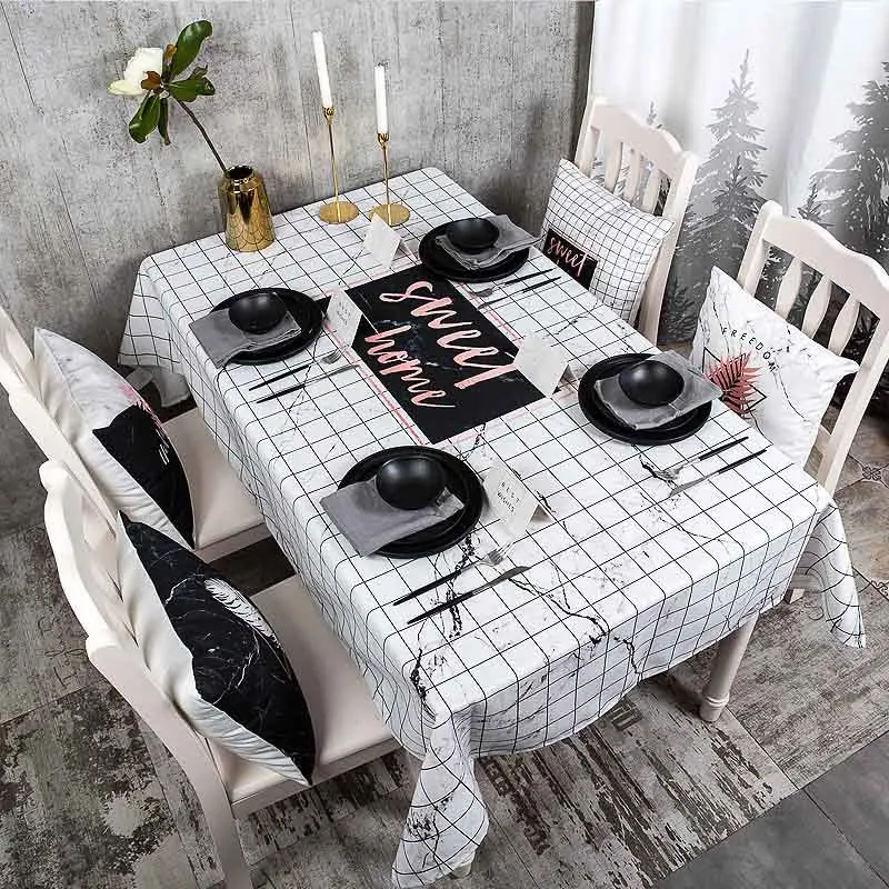 

Marble Tablecloth Waterproof Table Cloth Fabric Cotton Linen Table Cloth Rectangular Desk Tablecloth 5