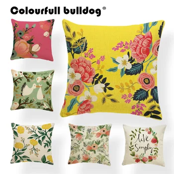 

Plants Cushion Leaves Pillow Cover Flower Gifts Rose For Mom Peony Throw Pillow Case Orange 18X18 Linen Customized With Own Logo