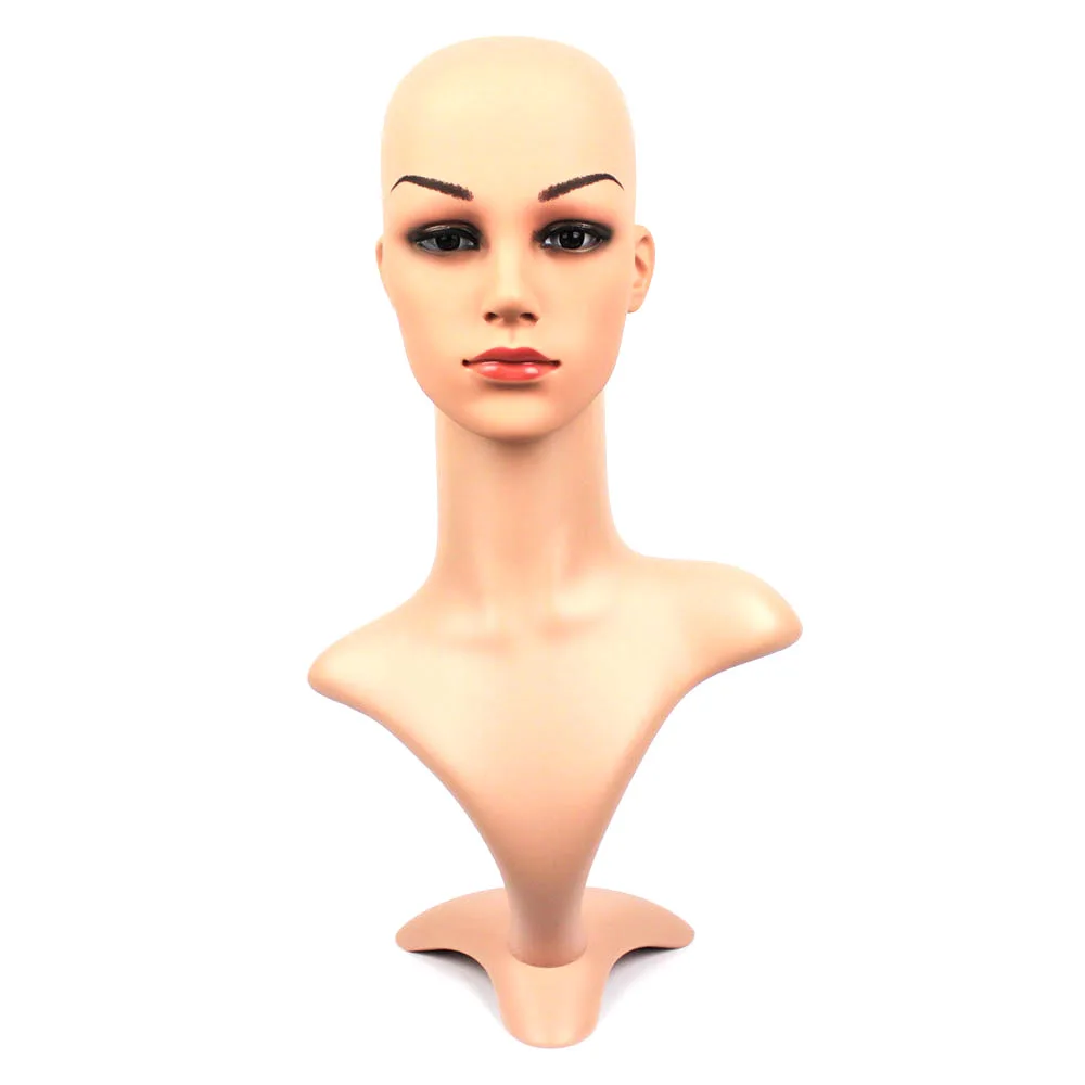 High quality PE Realistic female mannequin dummy head, manikin heads