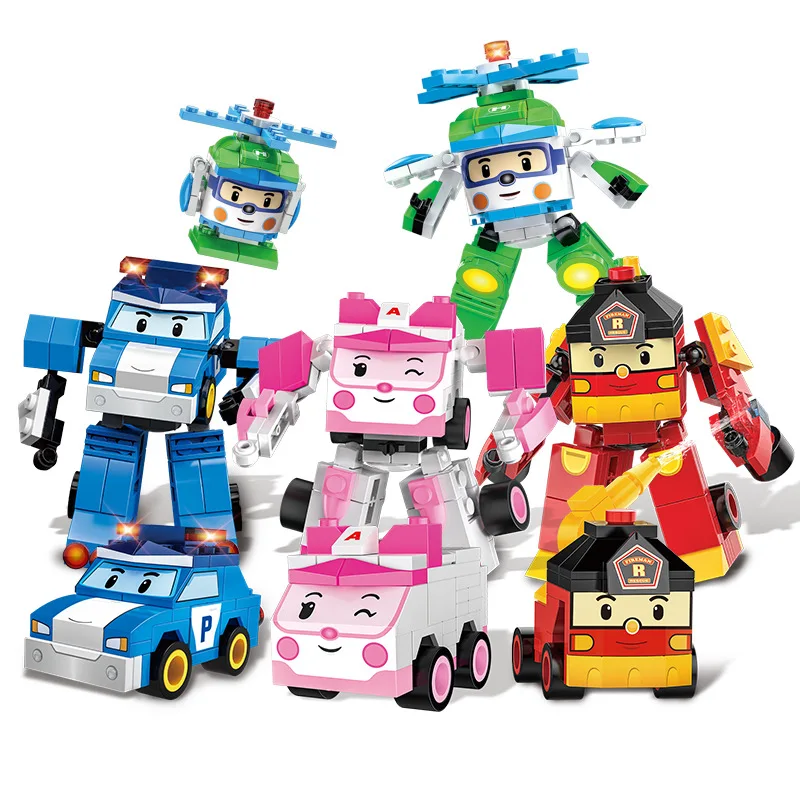 

SLPF Children Toys Puzzle DIY Legoing Plastic Assembled Building Blocks Deformation Robot Car Educational Boy Girl Toy Model B02