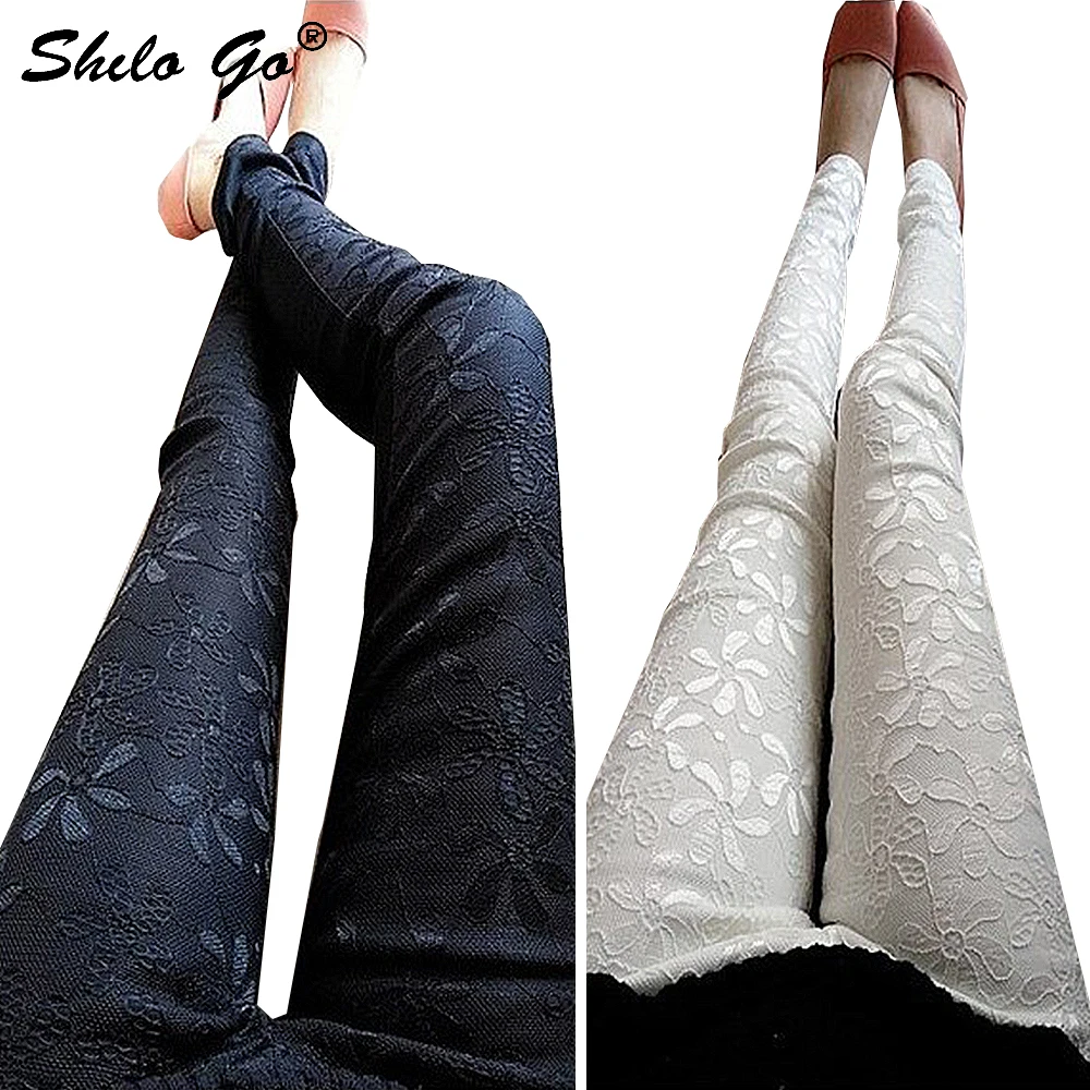 Capris ajustados de encaje para mujer, mallas elásticas, pantalones pitillo, Capris de moda, color negro, 7XL, Verano