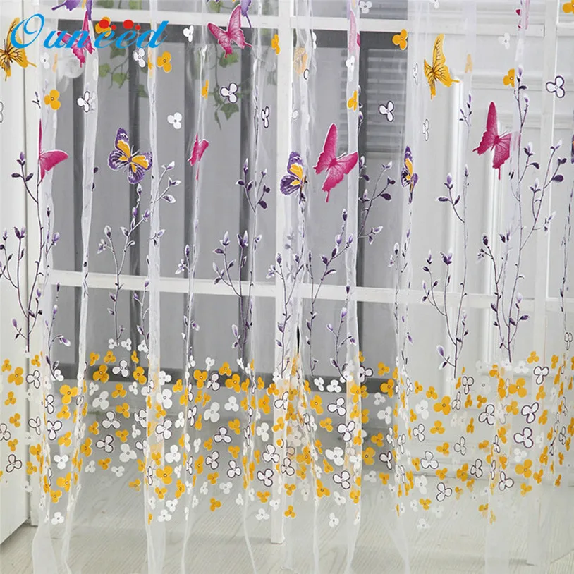 

one piece 270x100cm Butterfly Sheer Curtain Tulle Window Treatment Voile Drape Valance 1 Panel Fabric 2018 Dropshipping