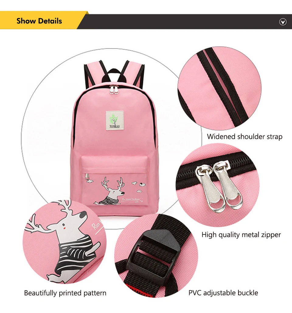 New Teenager Big Capacity School Backpacks Canvas Cartoon Solid Bag Fashion Designer Backpacks Women High Quality