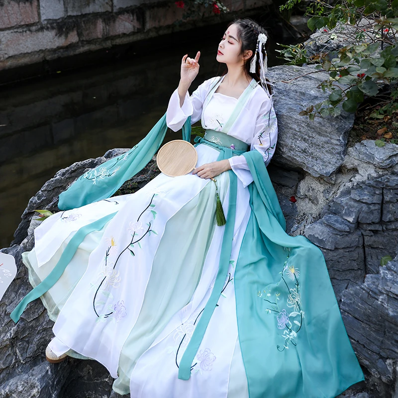 Hanfu платье древний традиционный танцевальный костюм женский династии Тан вышивка сказочные костюмы Классический фестиваль вечерние выступления