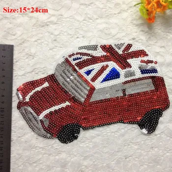 

20pcs large Car Sequin patches applique embroidery patch garment Badges cartoon patchwork children beads cloth paste accessories
