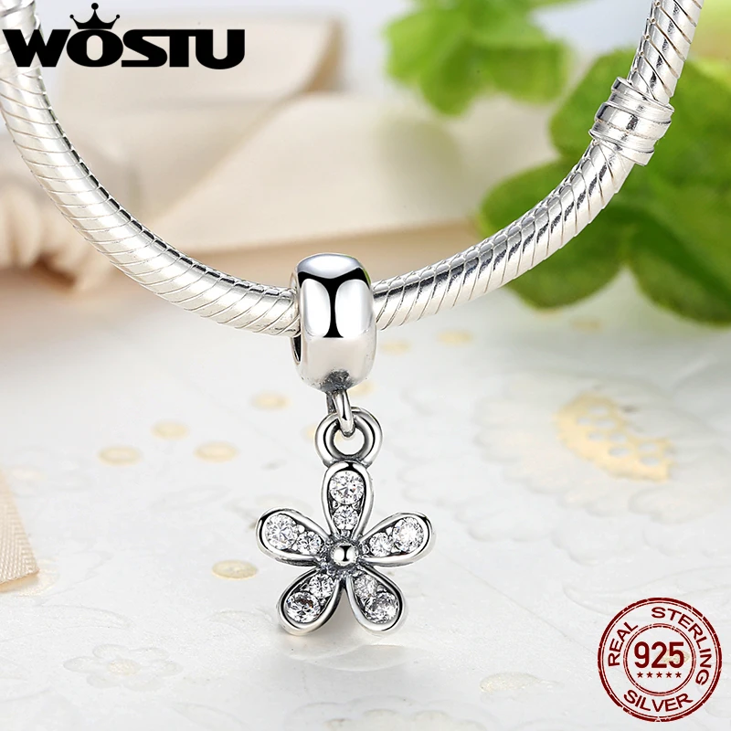 

Free Shipping Trendy 925 Sterling Silver Dazzling Daisy Charm Fit Original WST Bracelet Pendant Authentic Same Jewelry Gift