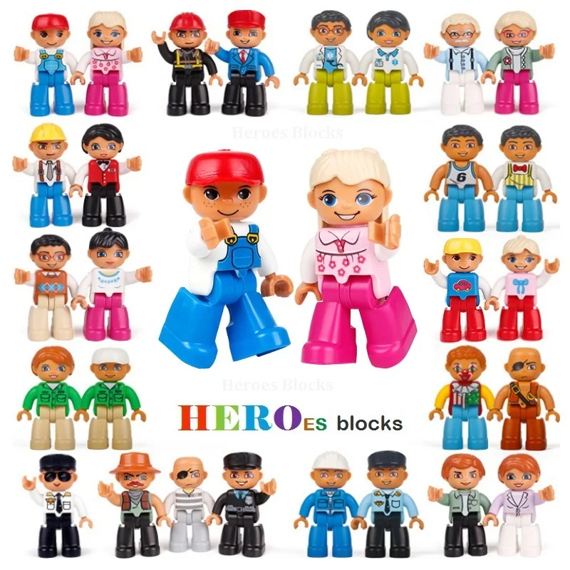 Single Sale Big Size Building Blocks Compatible for Legoed DUPLOed Family Worker Police Bricks Action Figures Toys Kids Gifts Single Sale Big Size Building Blocks Compatible for Legoed DUPLOed Family Worker Police Bricks Action Figures Toys Kids Gifts
