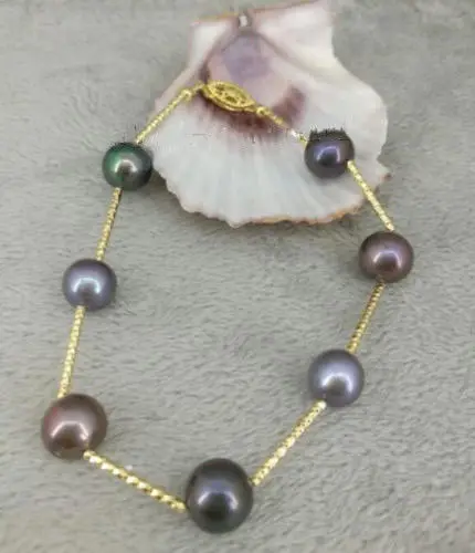 NEW GENUINE 9-10MM TAHITIAN BLACK PEARL BRACELET 7.5/'/'
