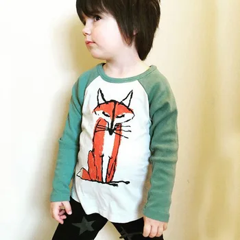 

boys long sleeve cotton t shirts new kids clothes spring autumn cartoon fox print t shirt for boys